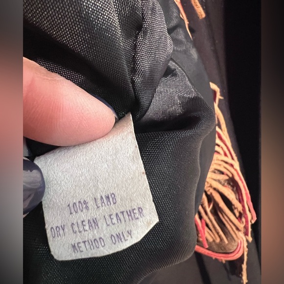 Double D Ranch Red and Black Leather Fringe Jacket-Vintage - Picture 8 of 8